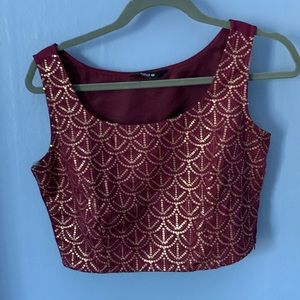 plum and gold saree blouse